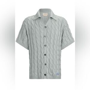 Reuben Oliver The Short Sleeve Country Club Button Down Sweater Mint Green SZ XL